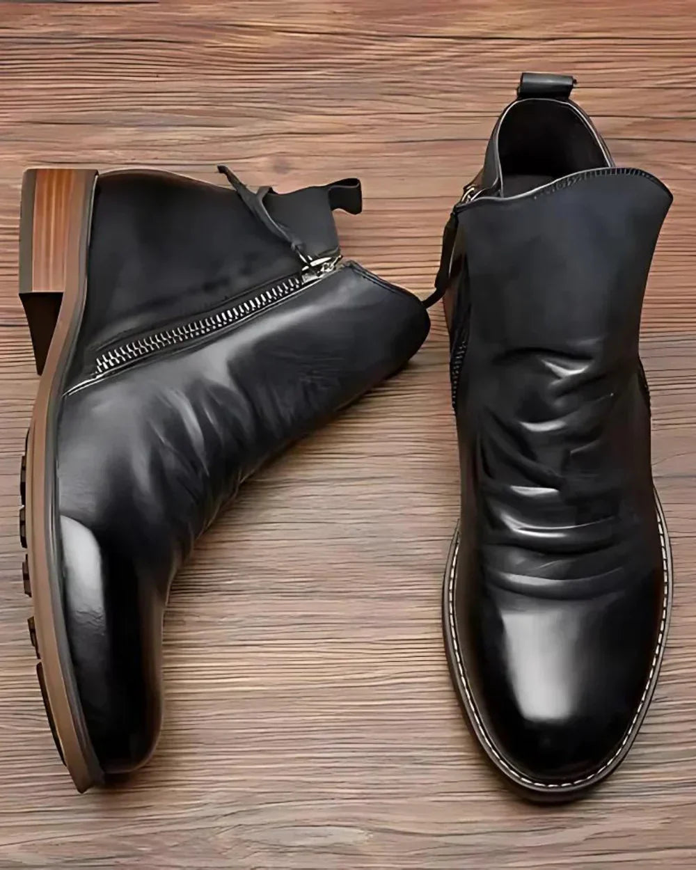 LEO SIDE ZIP LEATHER ANKLE BOOTS