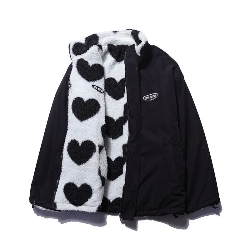 TAMY REVERSIBLE HEART FLEECE JACKET