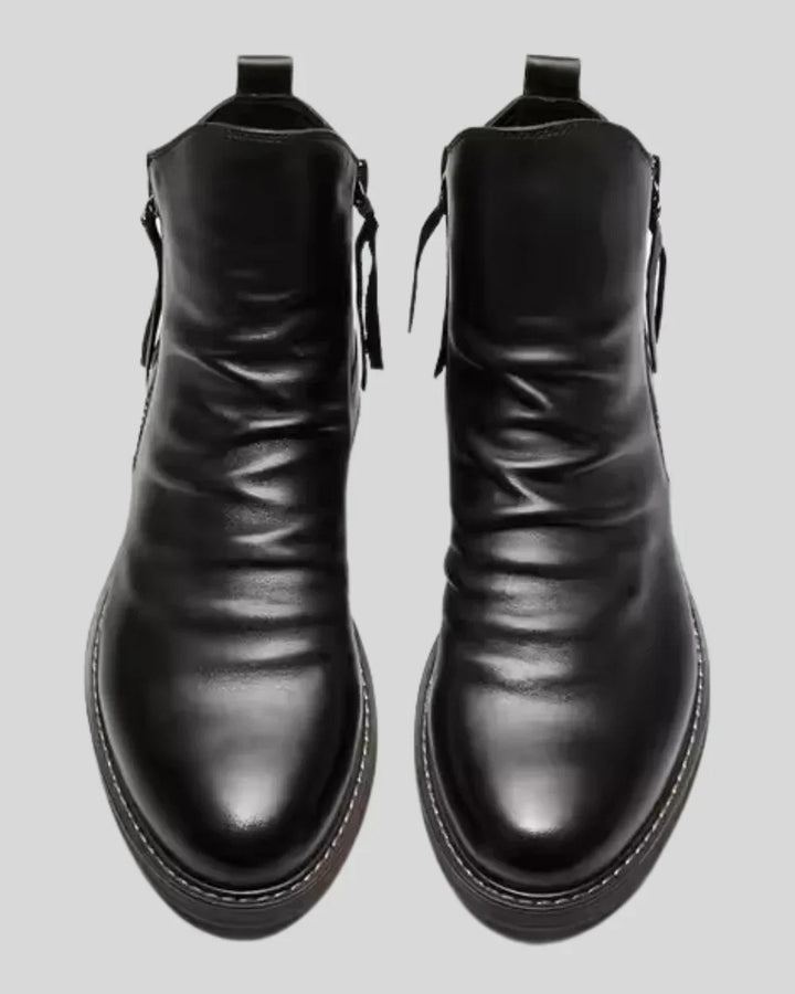 LEO SIDE ZIP LEATHER ANKLE BOOTS