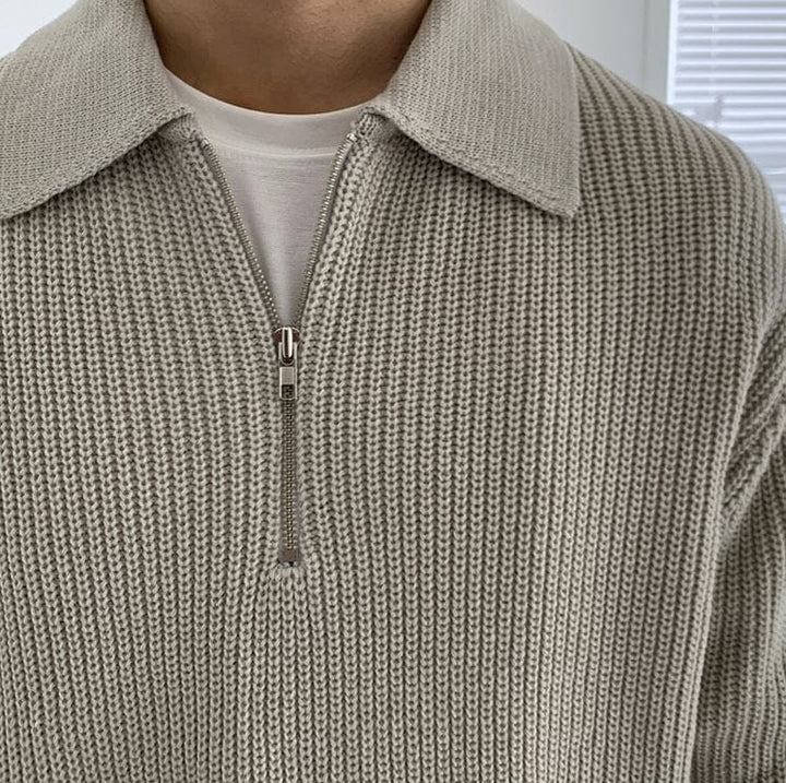 MATHEW KNITTED HALF ZIP COLLAR SWEATER