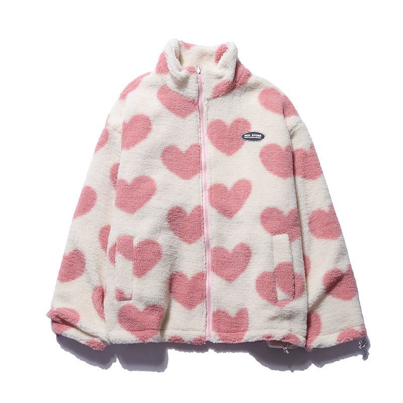 TAMY REVERSIBLE HEART FLEECE JACKET