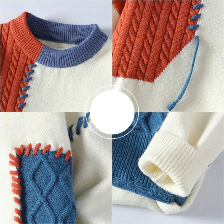 DILAN COZY PATCHWORK SWEATER