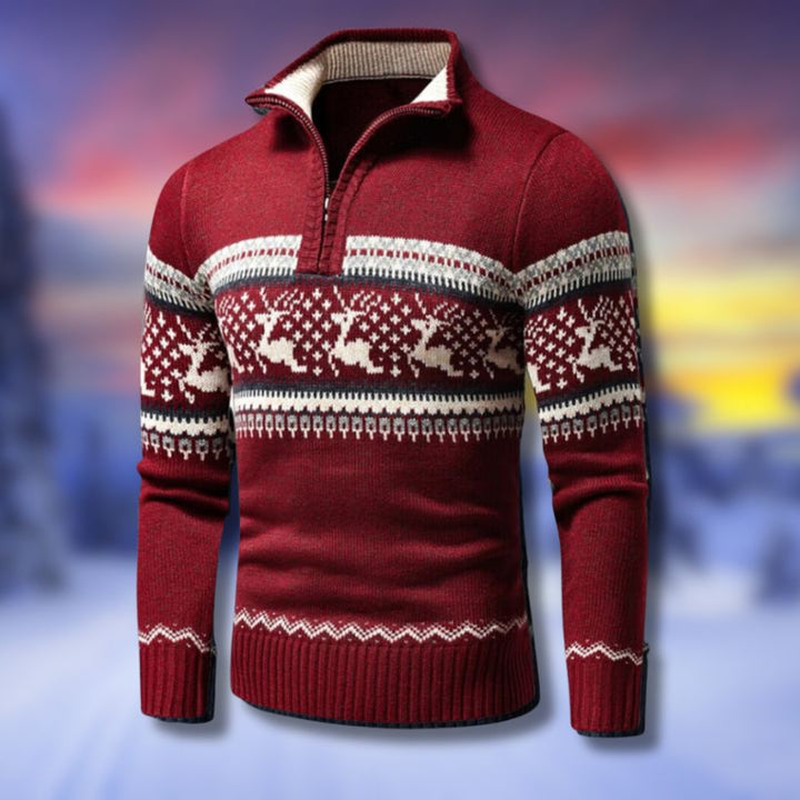 RUDOLPH HALF ZIP SWEATER