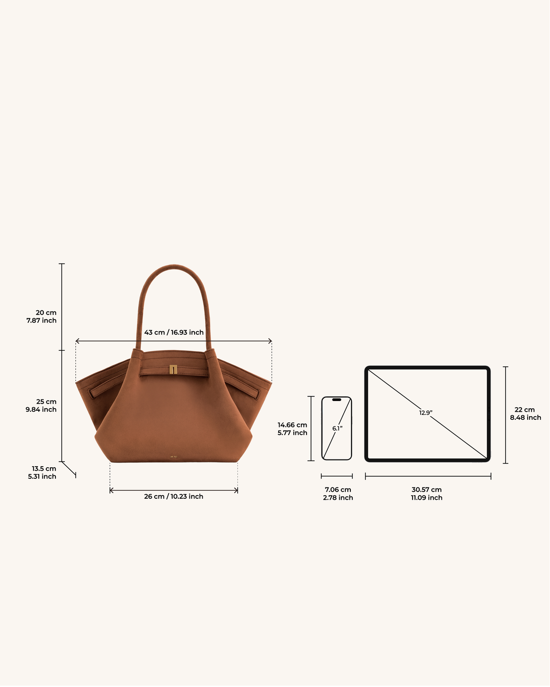 MARY MEDIUM FAUX SUEDE TOTE BAG BROWN