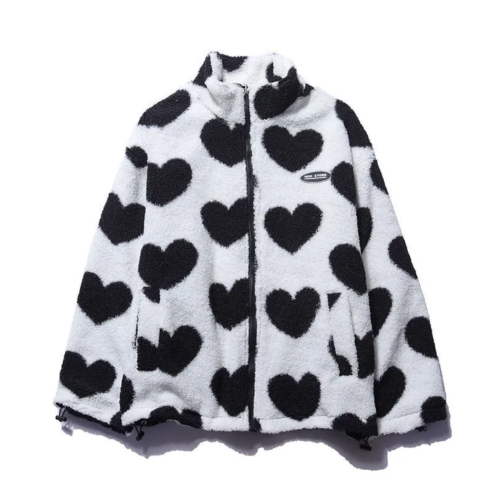 TAMY REVERSIBLE HEART FLEECE JACKET