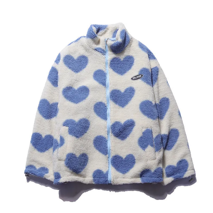 TAMY REVERSIBLE HEART FLEECE JACKET